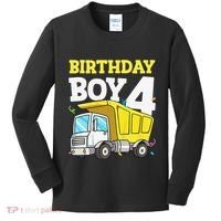 Funny Birthday 4 Four Construction Truck 4th Birthday Gift Kids Long Sleeve Shirt thumb 0