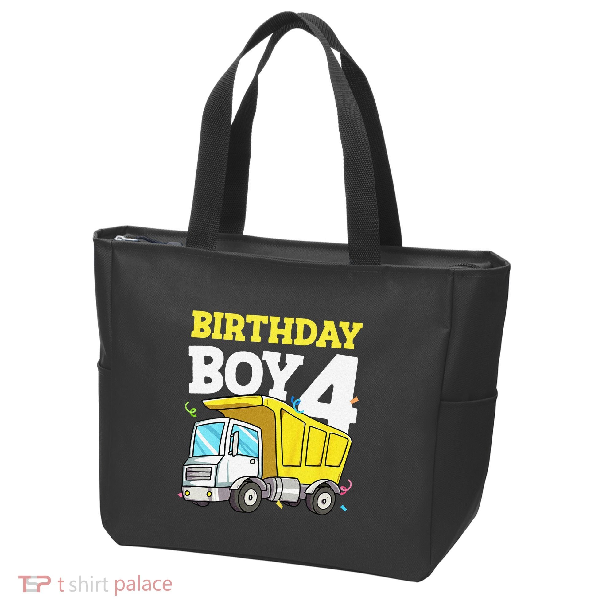 Funny Birthday 4 Four Construction Truck 4th Birthday Gift Tote Bag