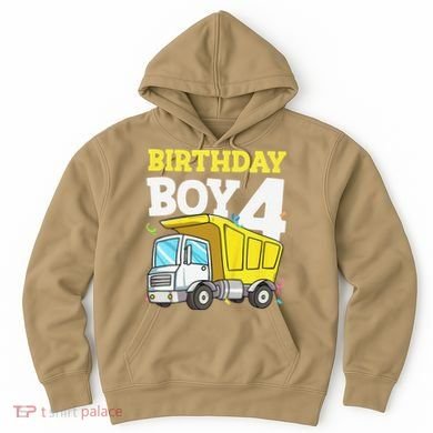 Funny Birthday 4 Four Construction Truck 4th Birthday Gift Hoodie