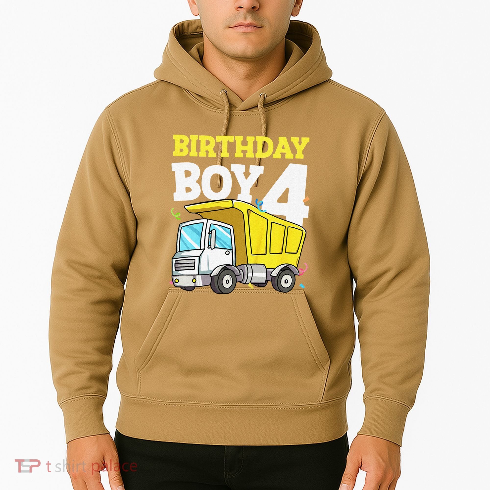 Funny Birthday 4 Four Construction Truck 4th Birthday Gift Hoodie