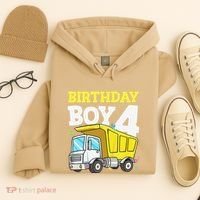 Funny Birthday 4 Four Construction Truck 4th Birthday Gift Hoodie thumb 4