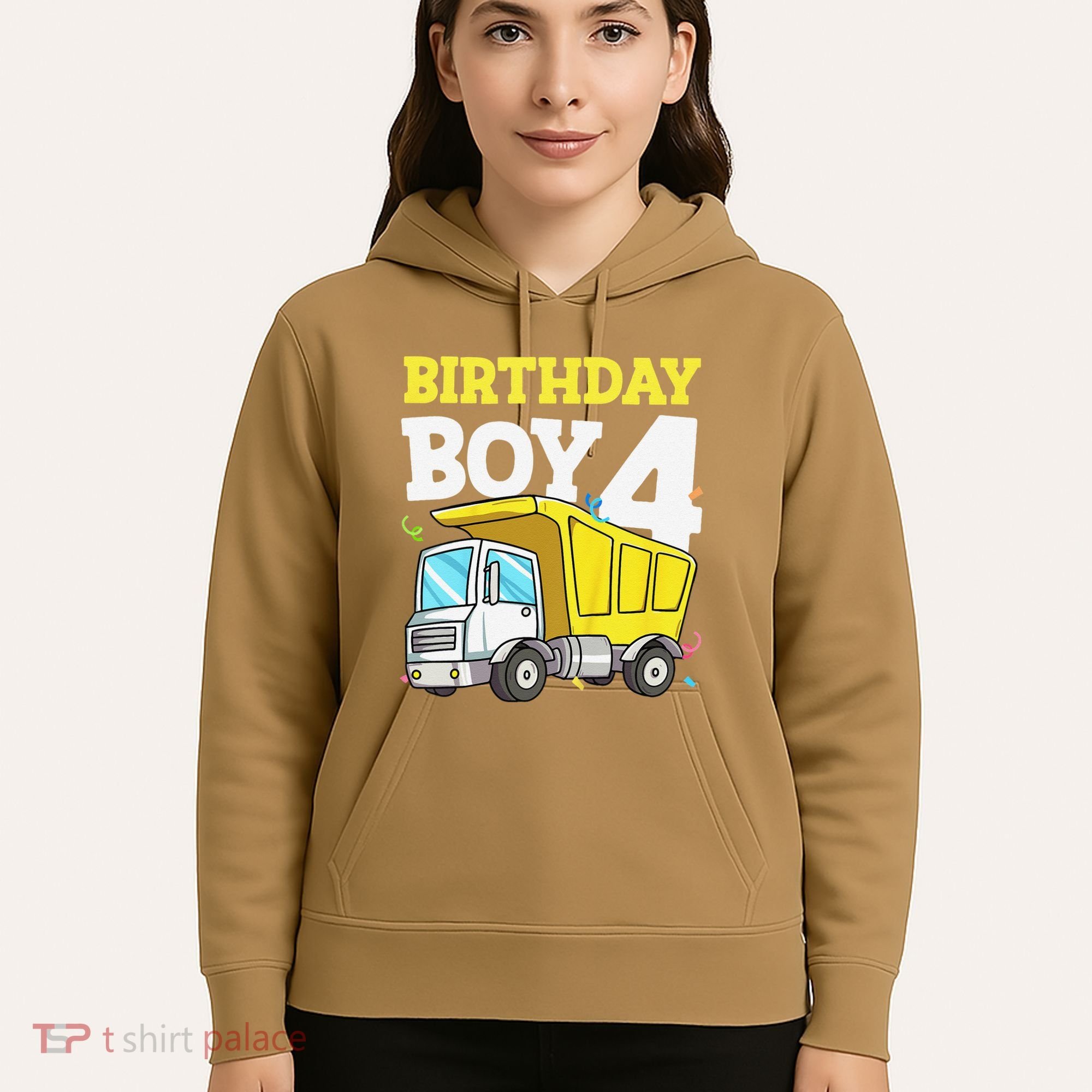 Funny Birthday 4 Four Construction Truck 4th Birthday Gift Hoodie