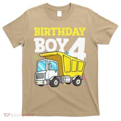 Funny Birthday 4 Four Construction Truck 4th Birthday Gift T-Shirt