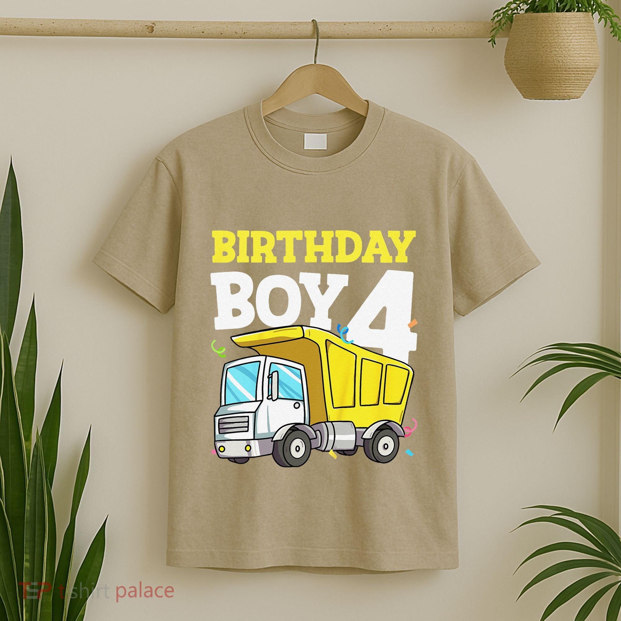 Funny Birthday 4 Four Construction Truck 4th Birthday Gift T-Shirt