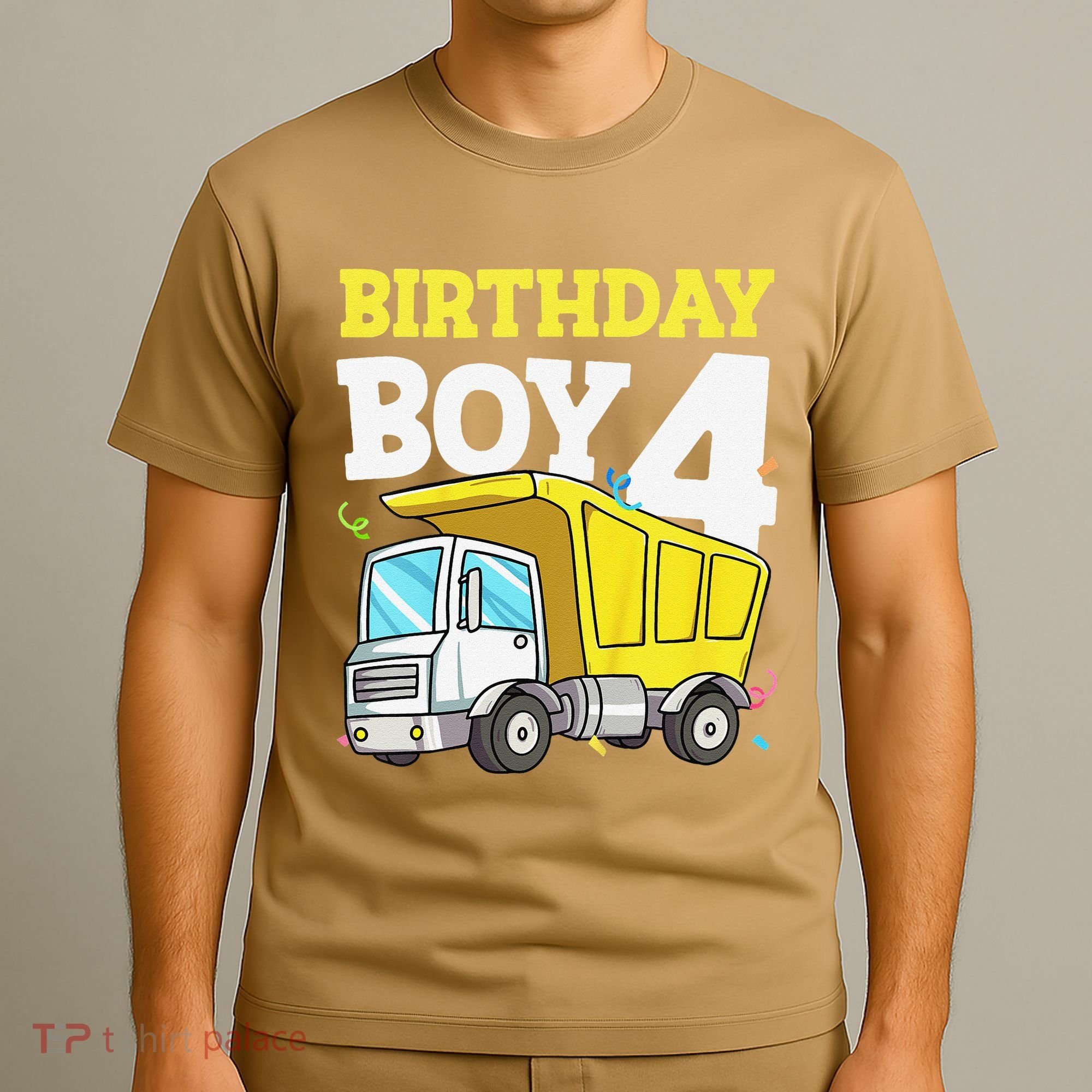 Funny Birthday 4 Four Construction Truck 4th Birthday Gift T-Shirt
