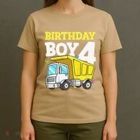 Funny Birthday 4 Four Construction Truck 4th Birthday Gift T-Shirt thumb 4
