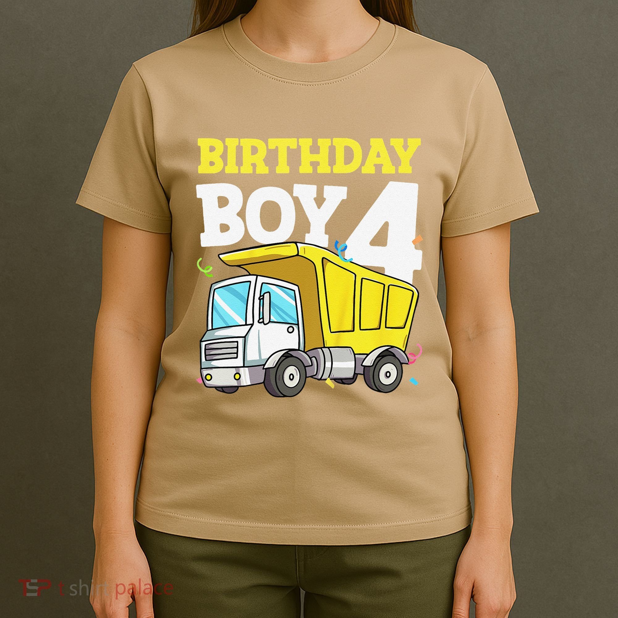 Funny Birthday 4 Four Construction Truck 4th Birthday Gift T-Shirt