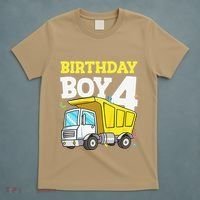 Funny Birthday 4 Four Construction Truck 4th Birthday Gift T-Shirt thumb 5