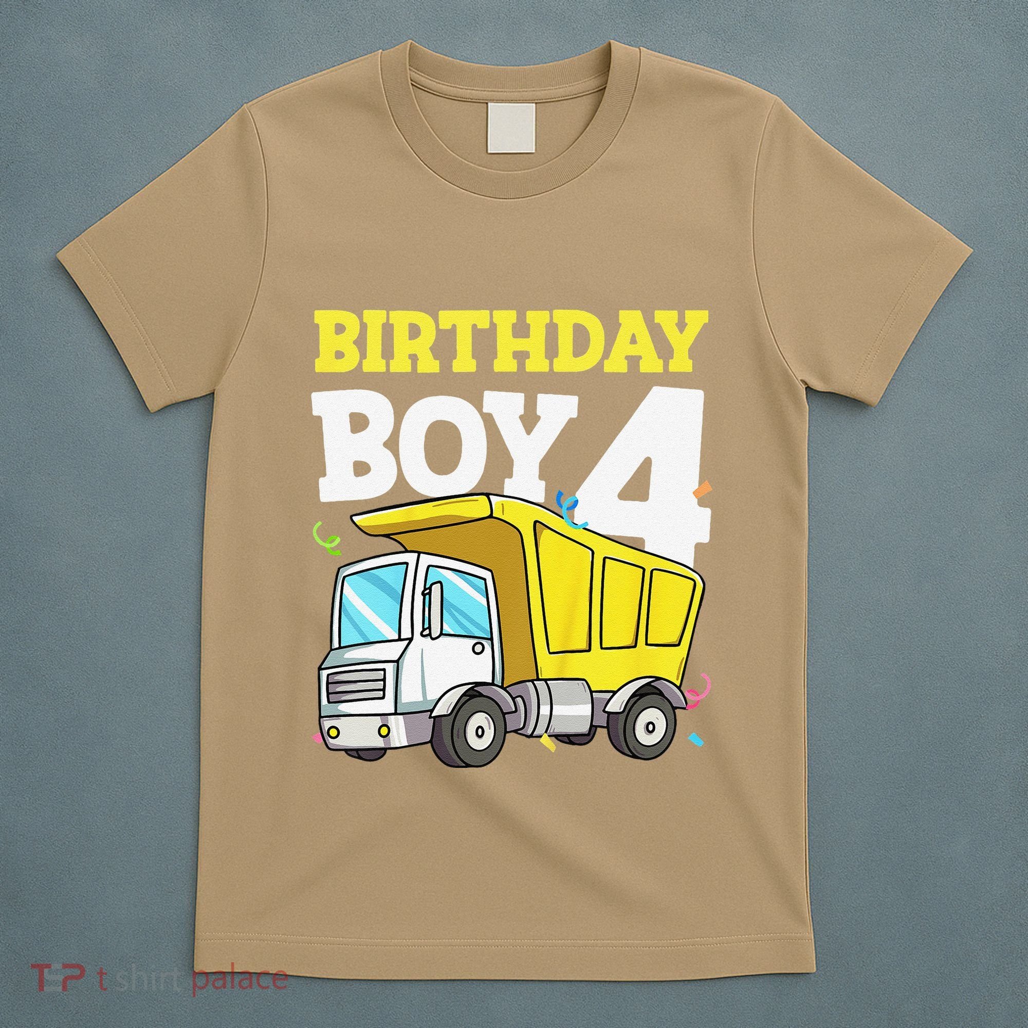 Funny Birthday 4 Four Construction Truck 4th Birthday Gift T-Shirt