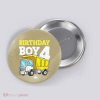 Funny Birthday 4 Four Construction Truck 4th Birthday Gift Button thumb 0