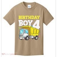 Funny Birthday 4 Four Construction Truck 4th Birthday Gift Kids T-Shirt thumb 0