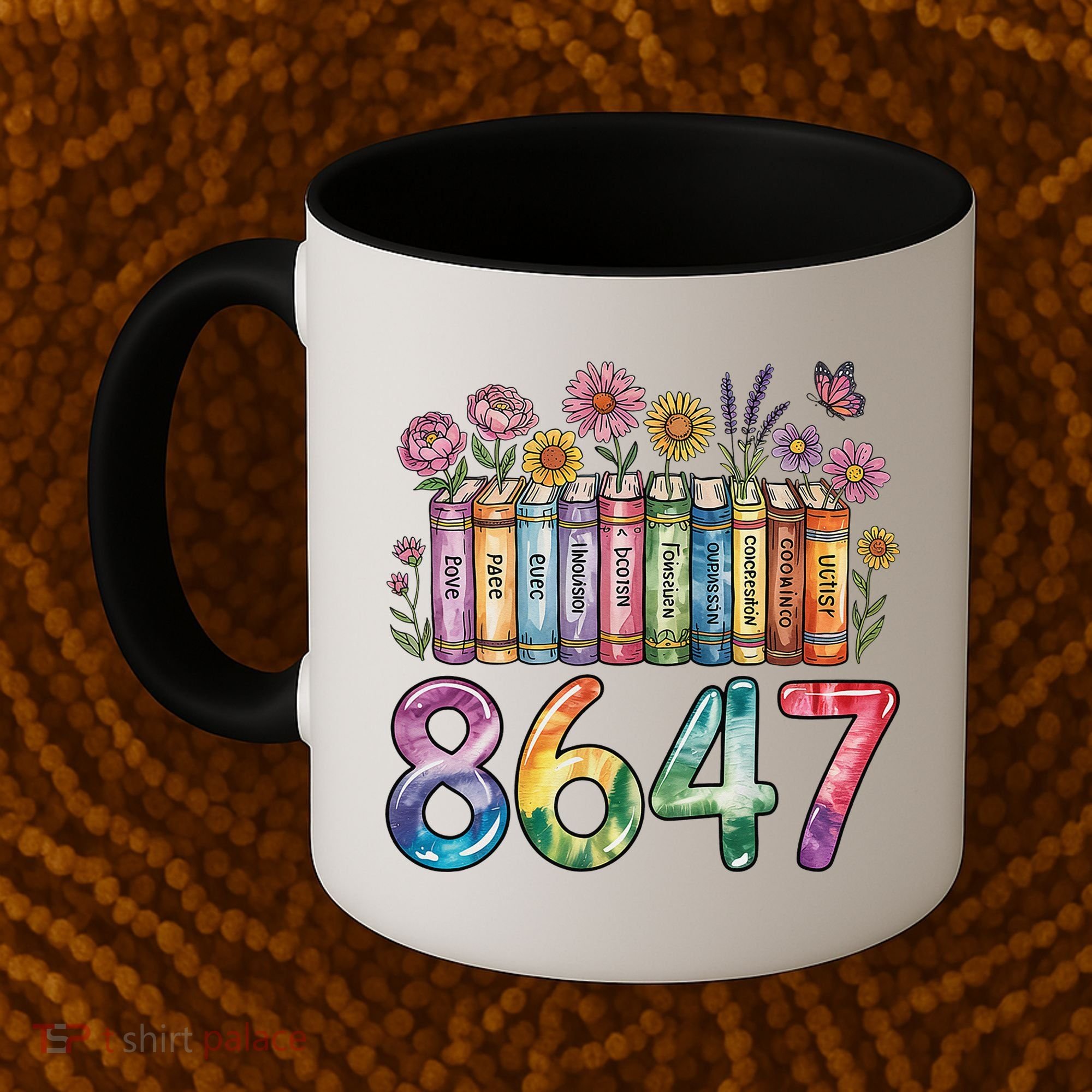 Floral Bookshelf 8647 Inclusion And Love Teacher Coffee Mug