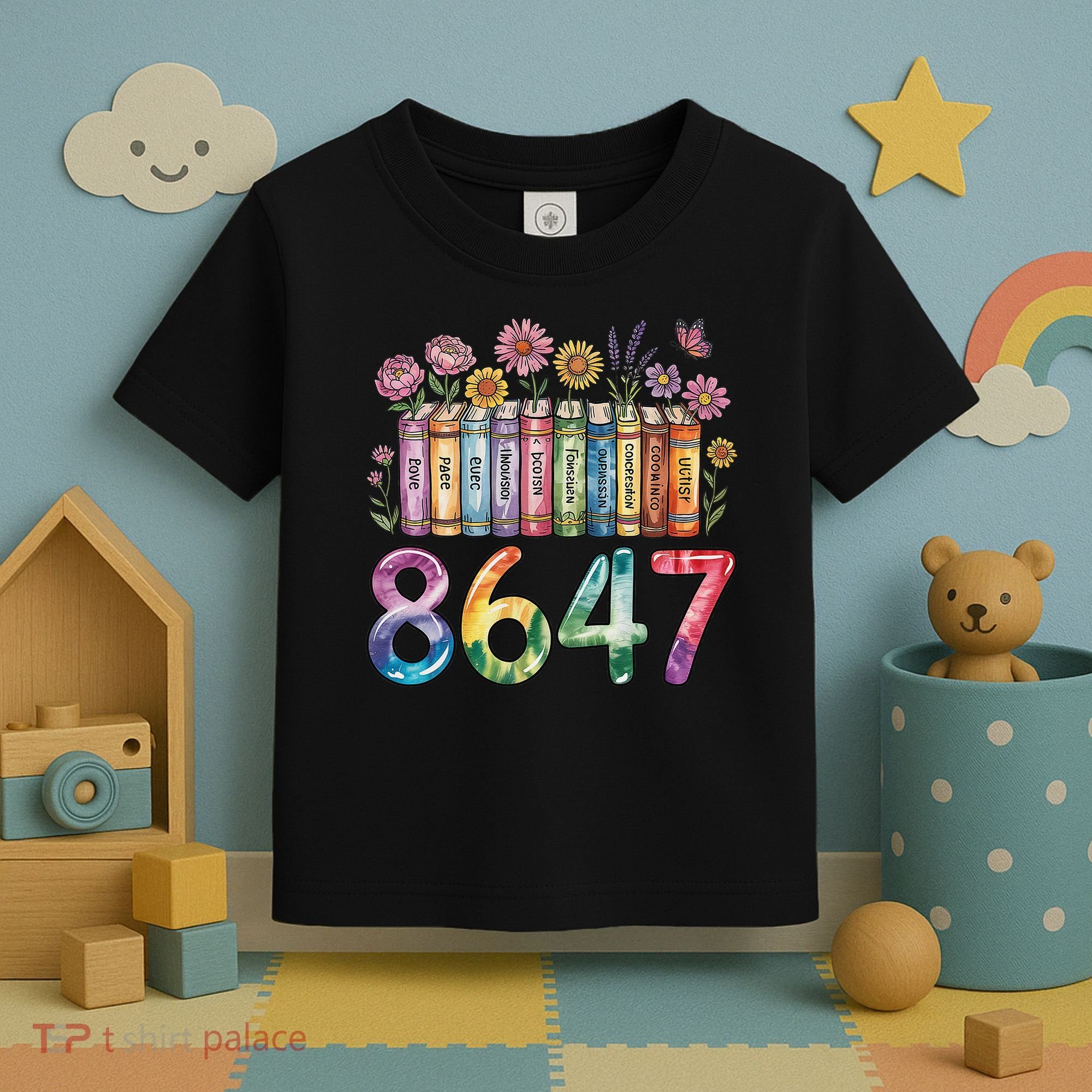 Floral Bookshelf 8647 Inclusion And Love Teacher Toddler T-Shirt