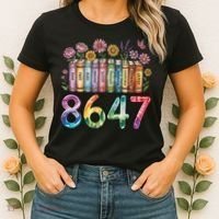 Floral Bookshelf 8647 Inclusion And Love Teacher Women's T-Shirt thumb 2