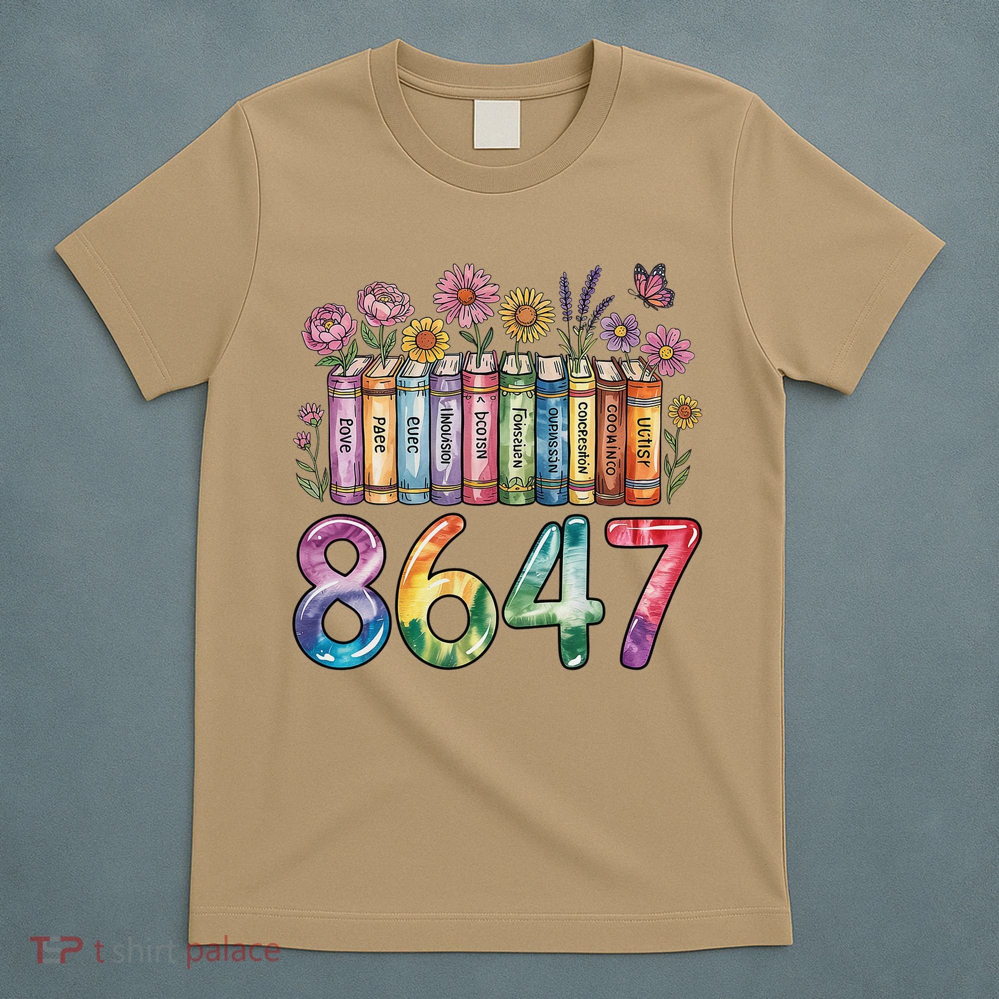 Floral Bookshelf 8647 Inclusion And Love Teacher T-Shirt
