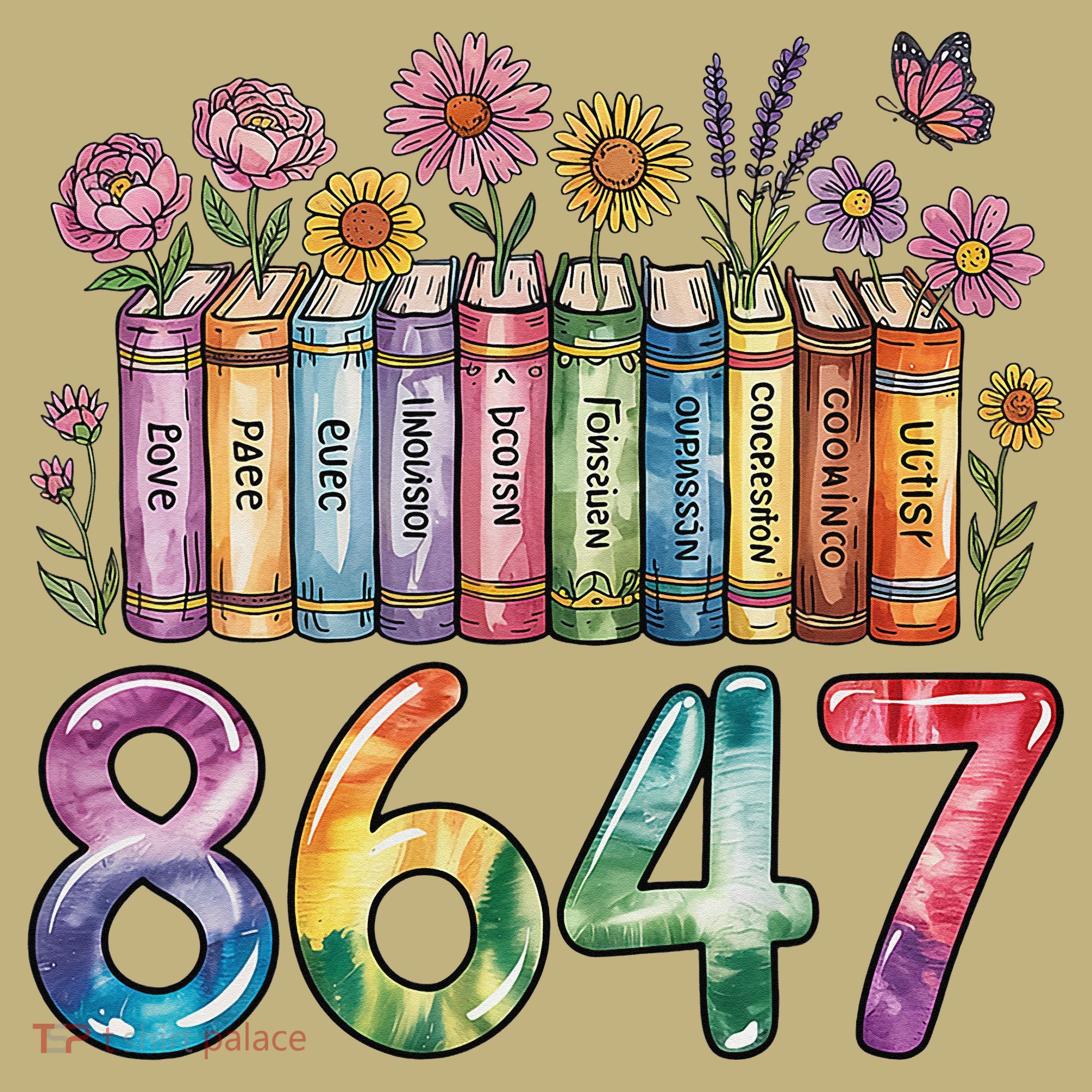 Floral Bookshelf 8647 Inclusion And Love Teacher Polo