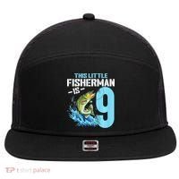 Fishing Birthday 9 Year Old Fisher 9th Bday 7 Panel Mesh Trucker Snapback Hat thumb 0