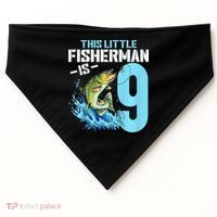 Fishing Birthday 9 Year Old Fisher 9th Bday USA-Made Doggie Bandana thumb 0