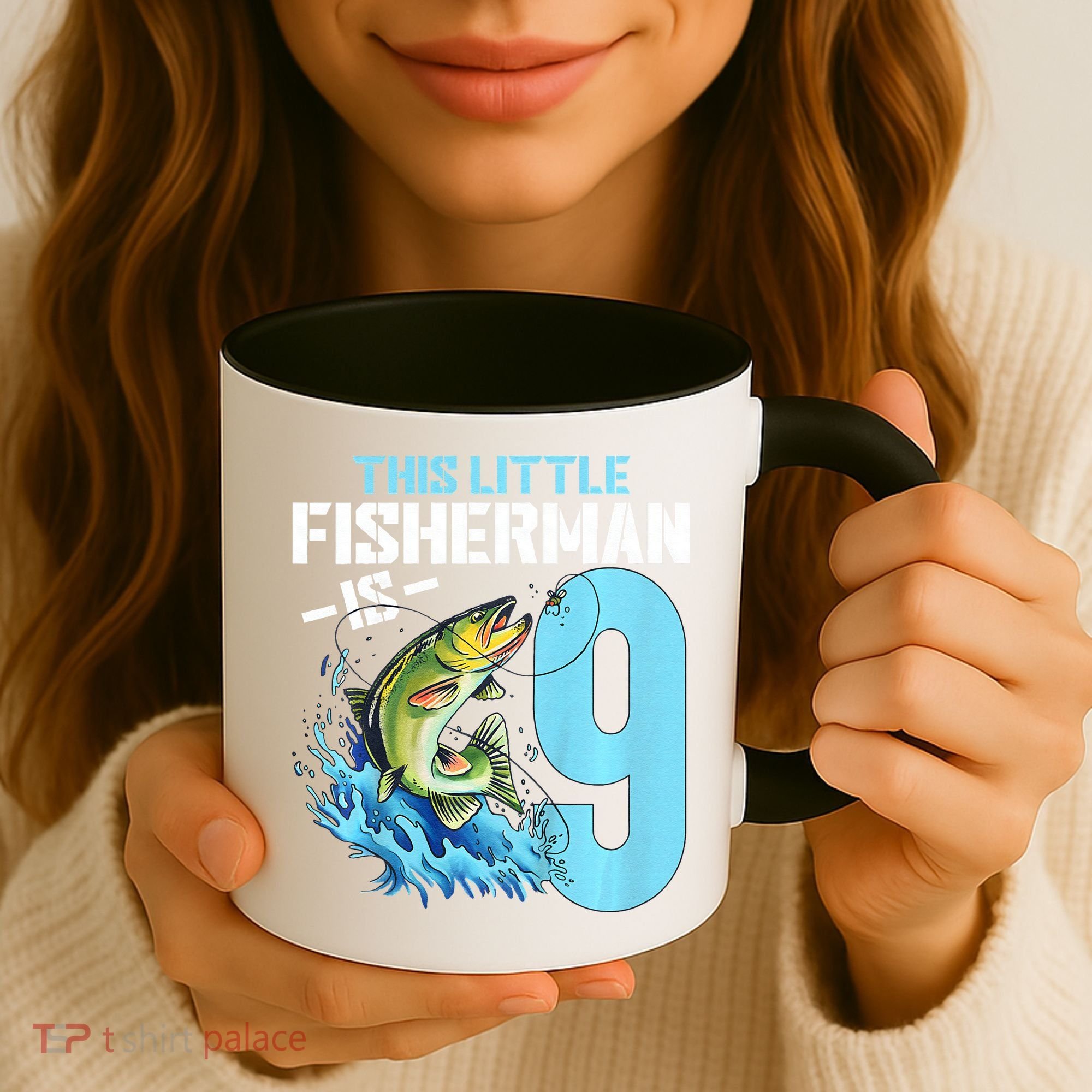 Fishing Birthday 9 Year Old Fisher 9th Bday Coffee Mug