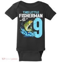 Fishing Birthday 9 Year Old Fisher 9th Bday Baby Bodysuit thumb 0