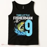 Fishing Birthday 9 Year Old Fisher 9th Bday Tank Top thumb 2