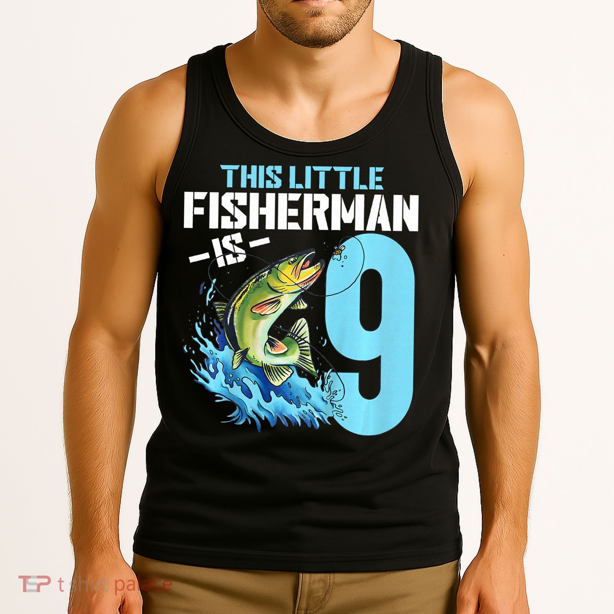 Fishing Birthday 9 Year Old Fisher 9th Bday Tank Top