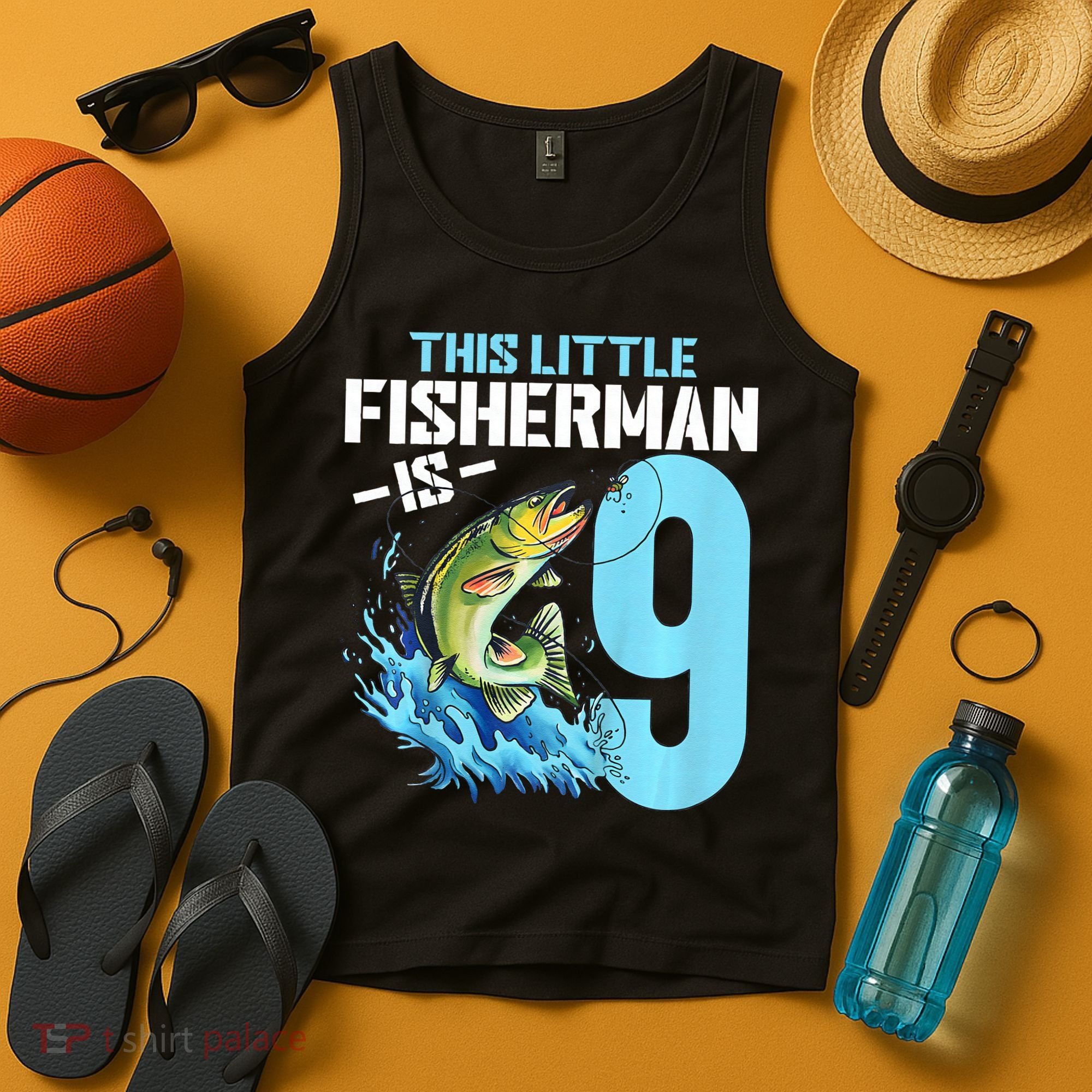 Fishing Birthday 9 Year Old Fisher 9th Bday Tank Top