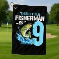 Fishing Birthday 9 Year Old Fisher 9th Bday Golf Towel thumb 1