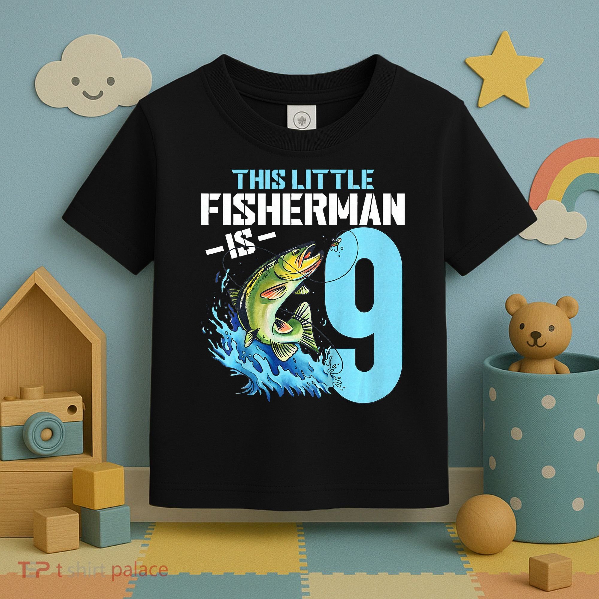 Fishing Birthday 9 Year Old Fisher 9th Bday Toddler T-Shirt