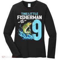 Fishing Birthday 9 Year Old Fisher 9th Bday Women's Long Sleeve Shirt thumb 0
