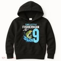 Fishing Birthday 9 Year Old Fisher 9th Bday Kids Hoodie thumb 0
