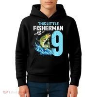 Fishing Birthday 9 Year Old Fisher 9th Bday Kids Hoodie thumb 4