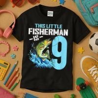 Fishing Birthday 9 Year Old Fisher 9th Bday Kids T-Shirt thumb 3