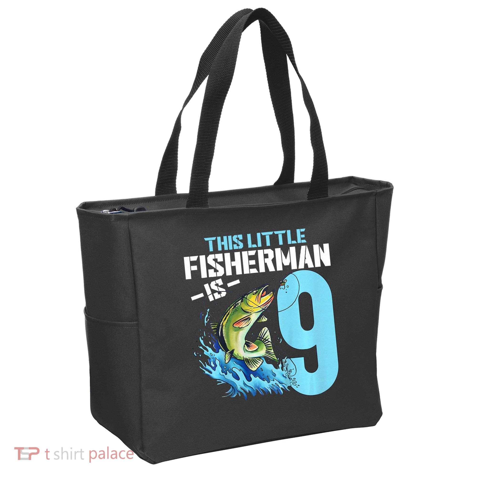 Fishing Birthday 9 Year Old Fisher 9th Bday Tote Bag