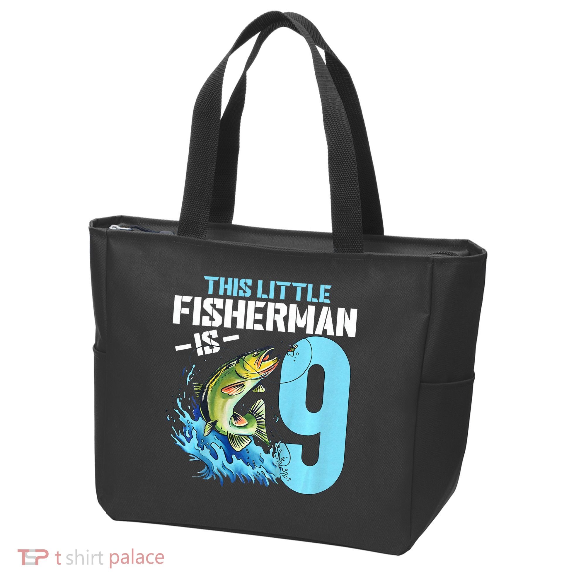 Fishing Birthday 9 Year Old Fisher 9th Bday Tote Bag