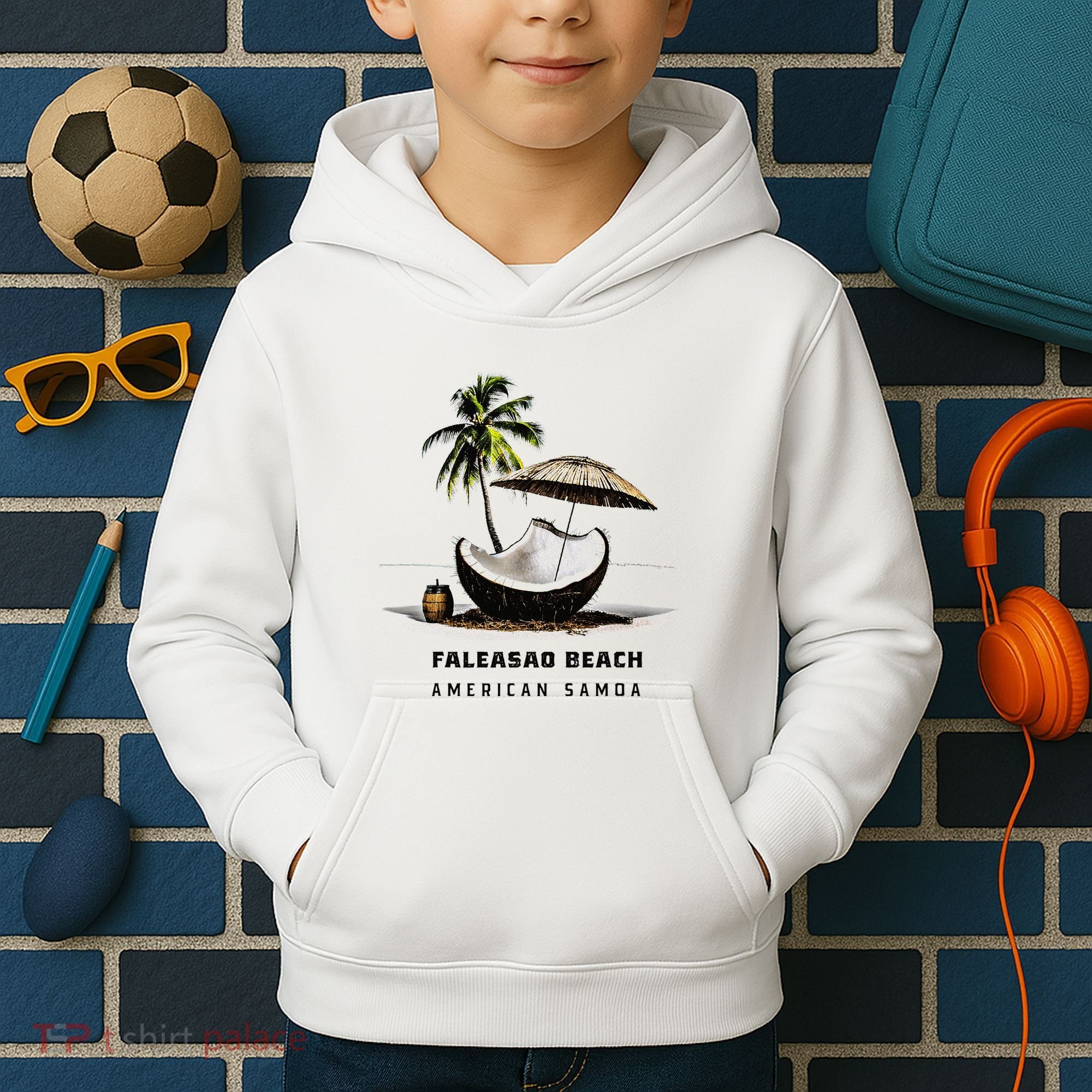 Faleasao Beach American Samoa Kids Hoodie