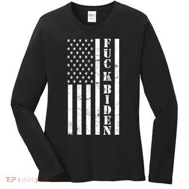 Fuck Biden American Flag Women's Long Sleeve Shirt