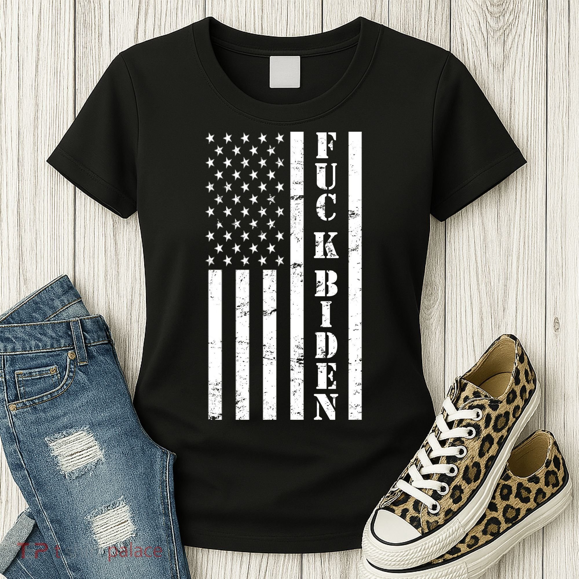 Fuck Biden American Flag Women's T-Shirt