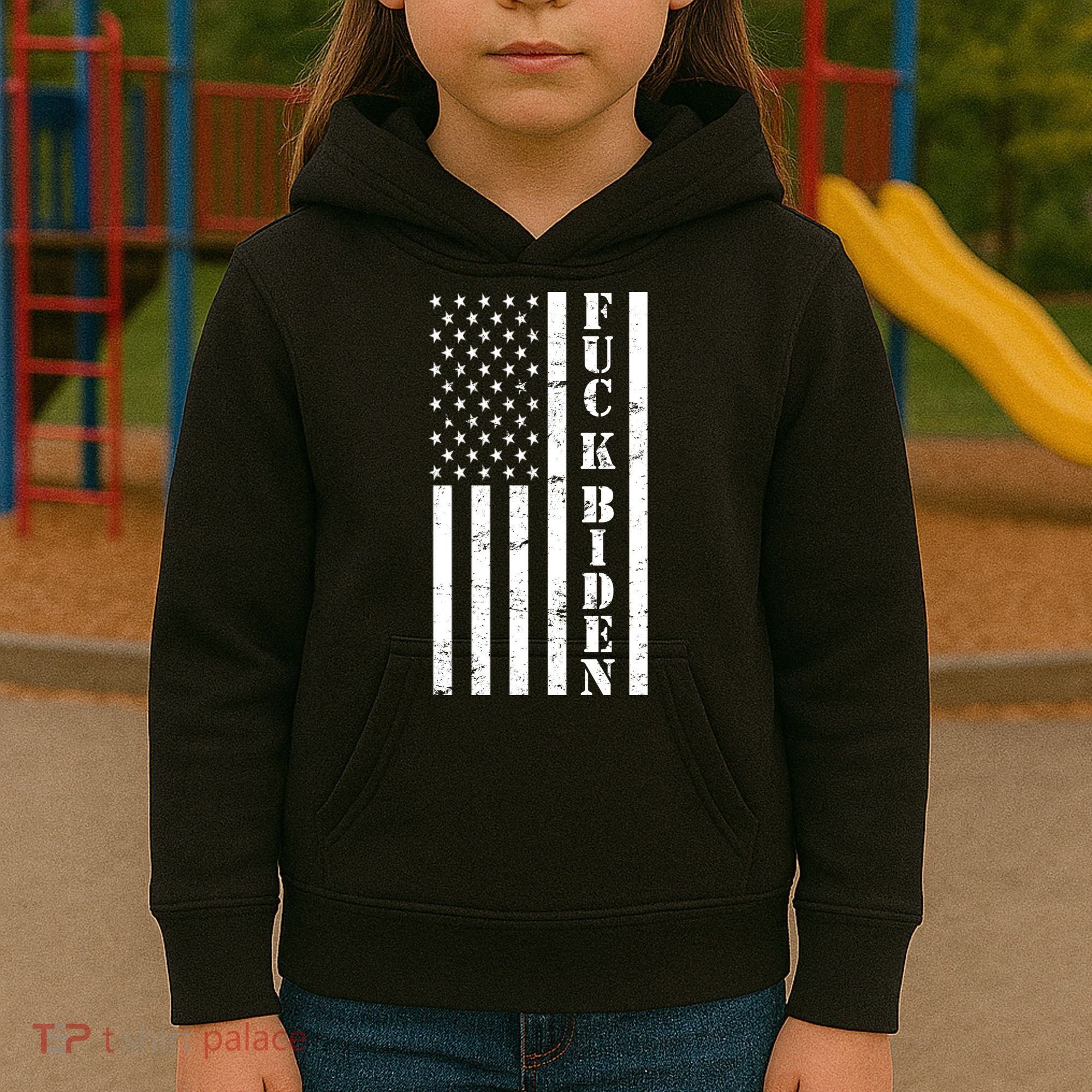 Fuck Biden American Flag Kids Hoodie