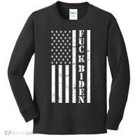 Fuck Biden American Flag Kids Long Sleeve Shirt thumb 0