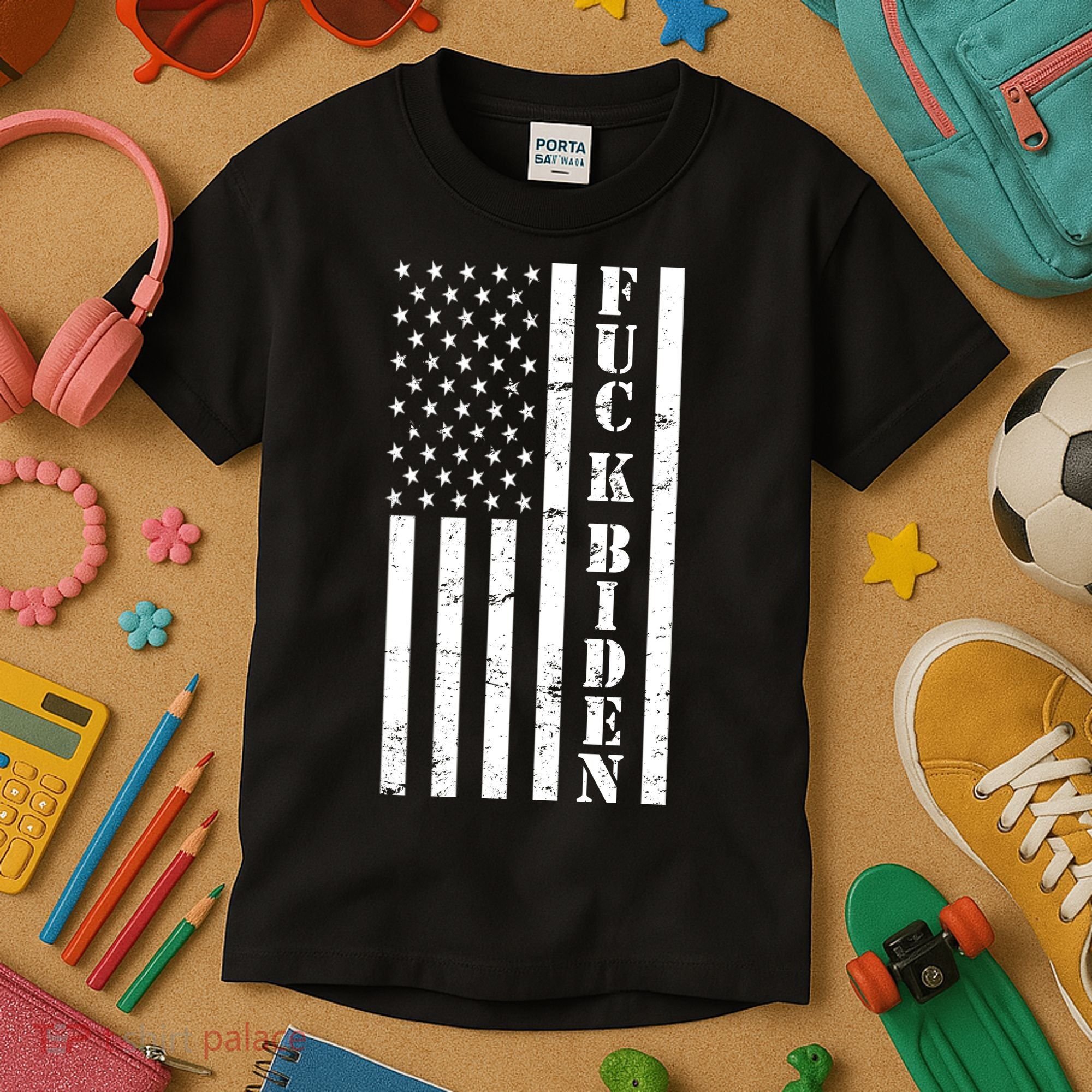 Fuck Biden American Flag Kids T-Shirt