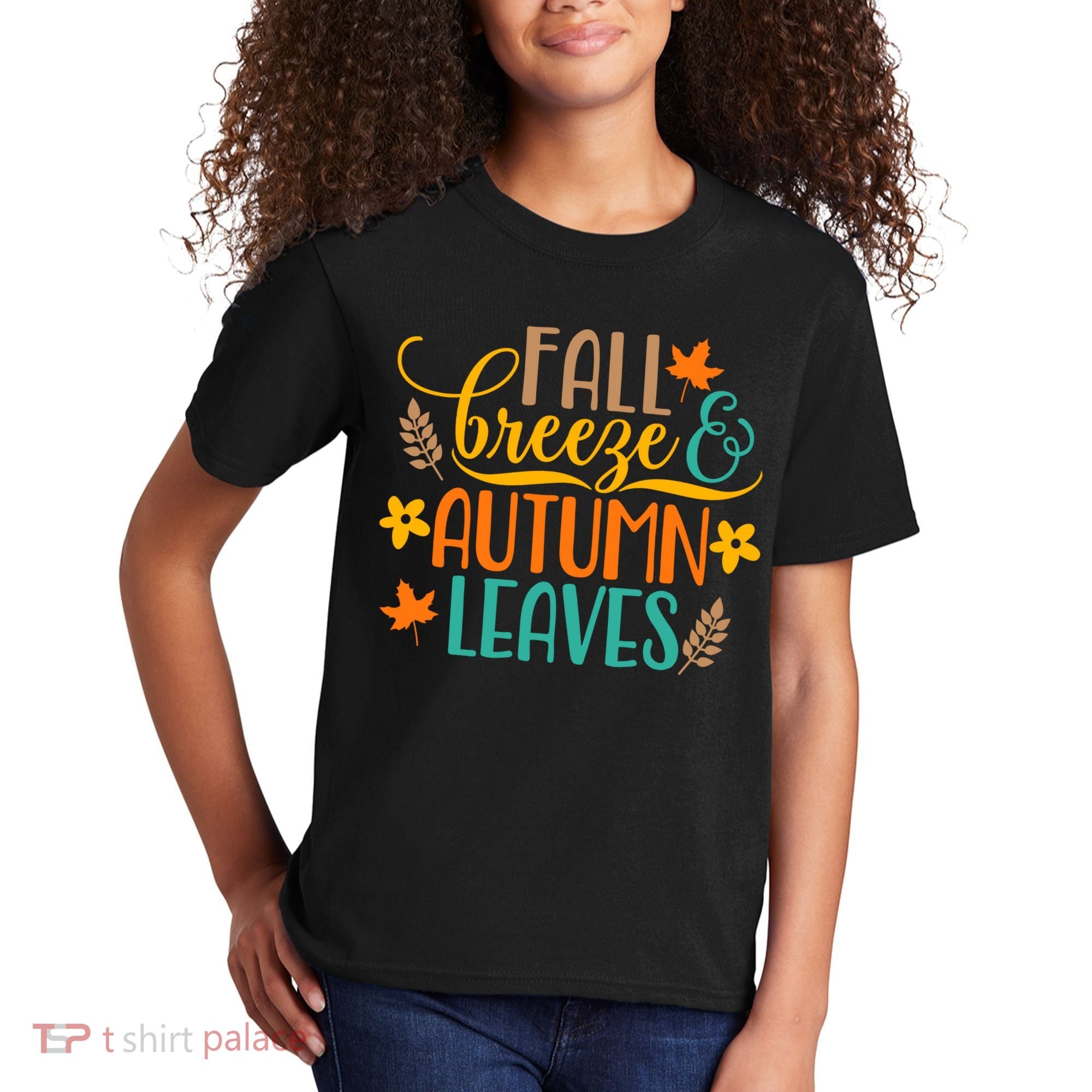 Fall Breeze Autumn Leaves Kids T-Shirt