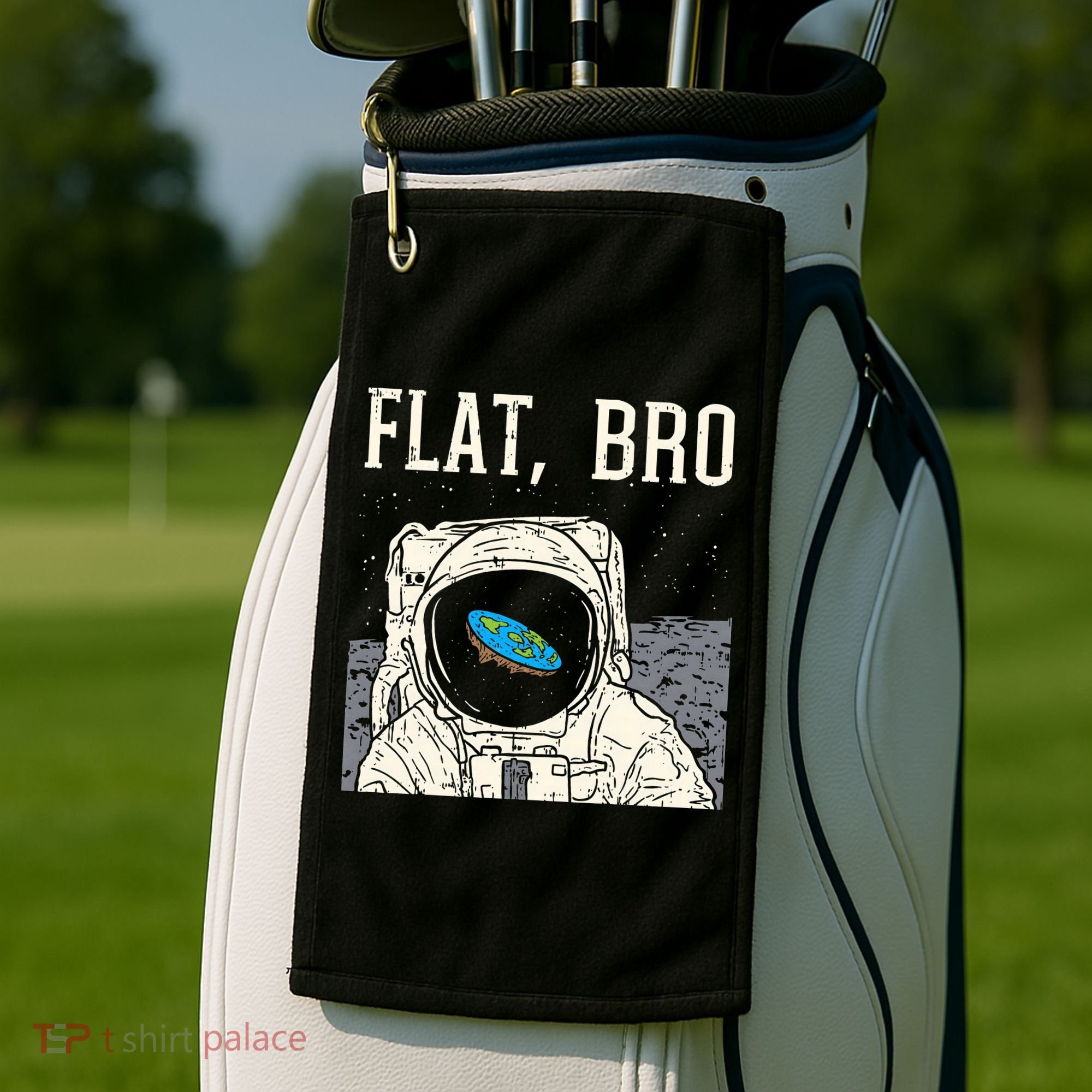 Flat Bro Astronaut Space Funny Earth Conspiracy Theory Gift Golf Towel