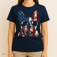 French Bulldog American USA Flag 4th Of July Frenchie T-Shirt thumb 4