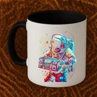 Funky Boombox Astronaut In Space Graphic And Teens Gift Coffee Mug thumb 2