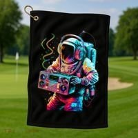 Funky Boombox Astronaut In Space Graphic And Teens Gift Golf Towel thumb 1