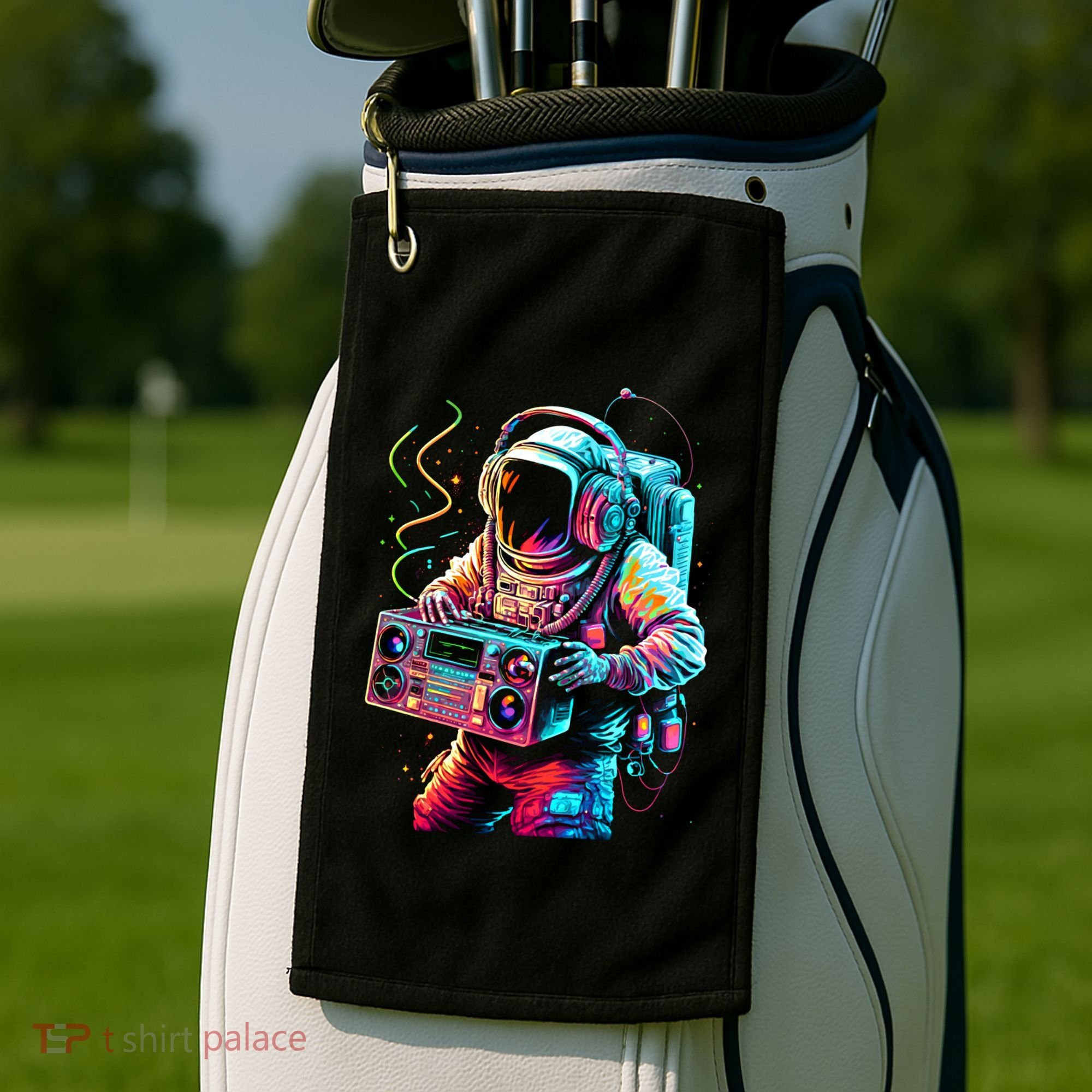 Funky Boombox Astronaut In Space Graphic And Teens Gift Golf Towel