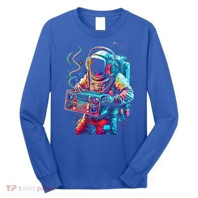 Funky Boombox Astronaut In Space Graphic And Teens Gift Long Sleeve Shirt