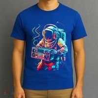 Funky Boombox Astronaut In Space Graphic And Teens Gift T-Shirt thumb 3