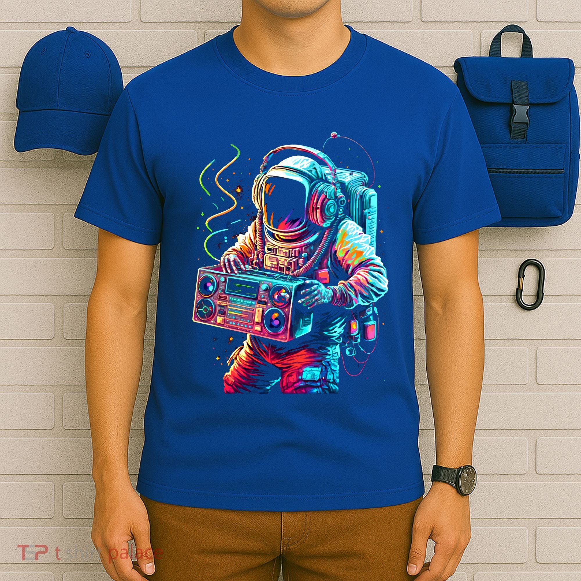 Funky Boombox Astronaut In Space Graphic And Teens Gift T-Shirt